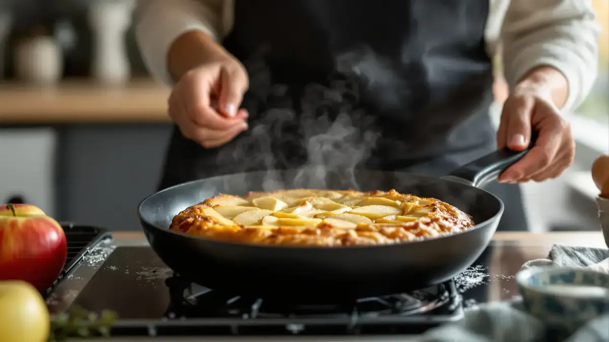 Dit snelle appelgebak uit de pan zonder oven zal je aangenaam verrassen